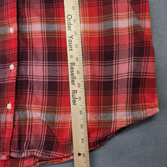Old Navy Flannel Shirt Womens Medium Red Plaid Boyfriend Cozy School Outdoors - Picture 8 of 11